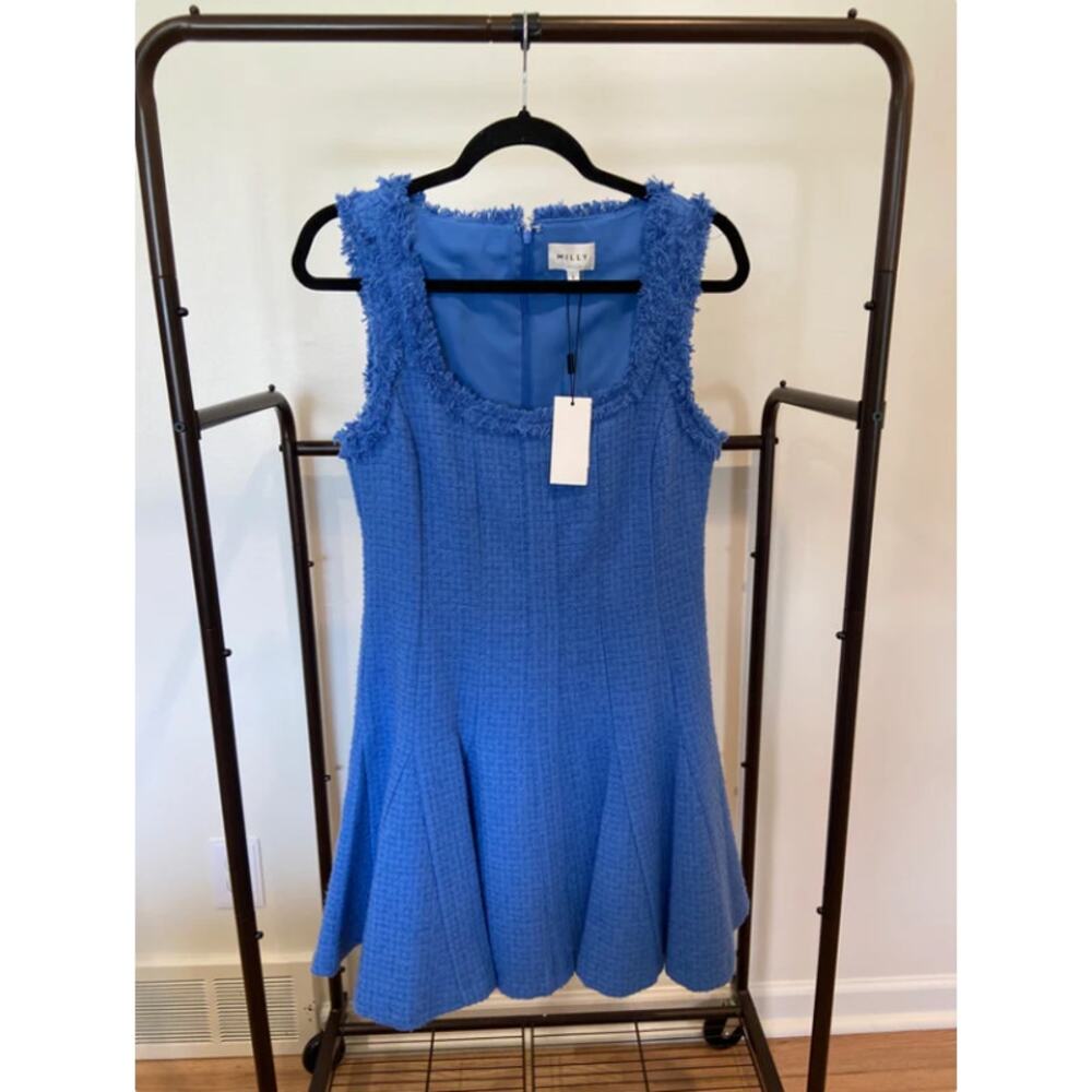 Milly Juniper Boucle Tweed Square Neck Mini Dress size 6 - Picture 3 of 9